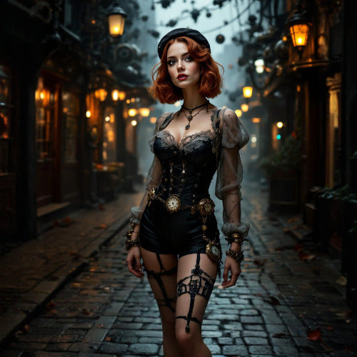 SteamPunk Pack 1 - Auburn Hair Female Model - 50 Images